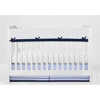 Bacati - Little Sailor Anchor Boat Blue Navy 10 Pc Crib Bedding Set With Long Rail Guard Cover 6 Bacati - Little Sailor Anchor Boat Blue Navy 10 Pc Crib Bedding Set With Long Rail Guard Cover - Image 6