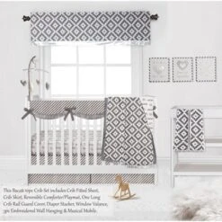 Bacati - Love Design/Print Gray/Silver 10 Pc Crib Bedding Set With Long Rail Guard Cover -Baby Trend Store GUEST 0330c50c 5c2c 4f63 994a a6ac9d7d5c26