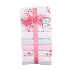 Luvable Friends Baby Girl Cotton Flannel Receiving Blankets, Floral 7-Pack, One Size