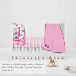 Bacati - Botanical Floral Birds Pink Multicolor 4 Pc Crib Bedding Set With Diaper Caddy -Baby Trend Store GUEST 087f7a8f fbc6 4b4e 8563 b75817374e68