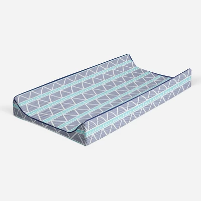Bacati - Liam Aqua/Navy Large Triangles Quilted Muslin Changing Pad Cover 6 Bacati - Liam Aqua/Navy Large Triangles Quilted Muslin Changing Pad Cover - Image 6
