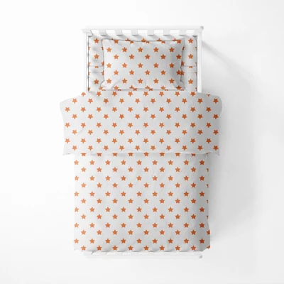 Bacati - Stars Orange Muslin 4pc Toddler Bedding Set 2 Bacati - Stars Orange Muslin 4pc Toddler Bedding Set - Image 2