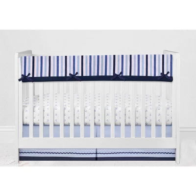 Bacati - Little Sailor Anchor Boat Blue Navy 6 Pc Crib Bedding Set With Long Rail Guard Cover 9 Bacati - Little Sailor Anchor Boat Blue Navy 6 Pc Crib Bedding Set With Long Rail Guard Cover - Image 9