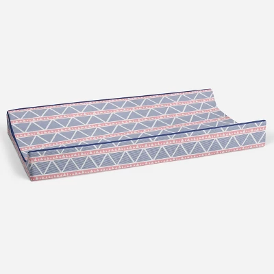 Bacati - Emma Coral/Navy Large Triangles Quilted Muslin Changing Pad Cover 2 Bacati - Emma Coral/Navy Large Triangles Quilted Muslin Changing Pad Cover - Image 2