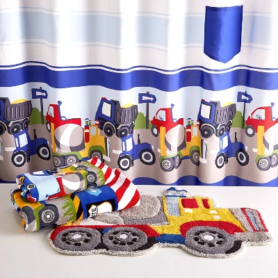 Trains And Trucks Printed Bath Towel - Dream Factory 1 Trains And Trucks Printed Bath Towel - Dream Factory