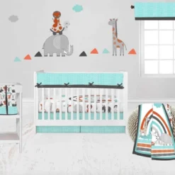 Bacati - Jungle Safari Aqua Orange Gray 6 Pc Cotton Crib Bedding Set With Long Rail Guard Cover 12 Bacati - Jungle Safari Aqua Orange Gray 6 Pc Cotton Crib Bedding Set With Long Rail Guard Cover -Baby Trend Store GUEST 200dc24d 8c99 4644 a3a0 17d6e09928f1