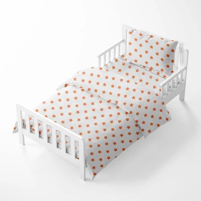Bacati - Stars Orange Muslin 4pc Toddler Bedding Set 1 Bacati - Stars Orange Muslin 4pc Toddler Bedding Set