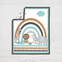 Bacati - Jungle Safari Aqua Orange Gray 6 Pc Cotton Crib Bedding Set With Long Rail Guard Cover 13 Bacati - Jungle Safari Aqua Orange Gray 6 Pc Cotton Crib Bedding Set With Long Rail Guard Cover -Baby Trend Store GUEST 2565fc56 3880 4106 a057 1000d83f140c