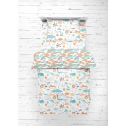 Bacati - Jungle Safari Boys Aqua/Orage Muslin 5 Pc Toddler Bedding Set With Dec Pillow -Baby Trend Store GUEST 295c1544 7c95 4ce7 ad4a ca866d0ca1f9