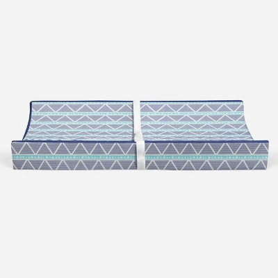 Bacati - Liam Aqua/Navy Large Triangles Quilted Muslin Changing Pad Cover 5 Bacati - Liam Aqua/Navy Large Triangles Quilted Muslin Changing Pad Cover - Image 5