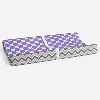 Bacati - Ikat Zigzag Lilac Dots Muslin Changing Pad Cover 3 Bacati - Ikat Zigzag Lilac Dots Muslin Changing Pad Cover - Image 3