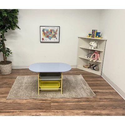 Oval Table With 2 Chairs And Storage Bins Gray/Yellow - Gift Mark 2 Oval Table With 2 Chairs And Storage Bins Gray/Yellow - Gift Mark - Image 2