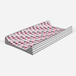 Bacati - Elephants Pink/Fuschia/Gray Mini Elephants Quilted Top Changing Pad Cover