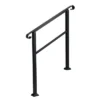 JOMEED UP040 1, 2, Or 3 Step Wrought Iron Transitional Entrance Handrail With Hardware For Outdoor Spaces, Walkways, Patios, And More, Black