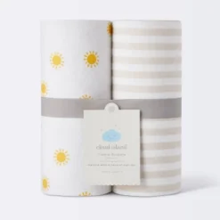Flannel Swaddle Baby Blankets - Yellow Sun And Stripe - 2pk - Cloud Island™ -Baby Trend Store GUEST 3d36f01e efe2 4524 972e c2dcdabf32e5
