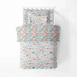 Bacati - Jungle Safari Boys Aqua/Orage Muslin 5 Pc Toddler Bedding Set With Dec Pillow -Baby Trend Store GUEST 3fa586a1 d31f 47af 9b87 56fe091005c4