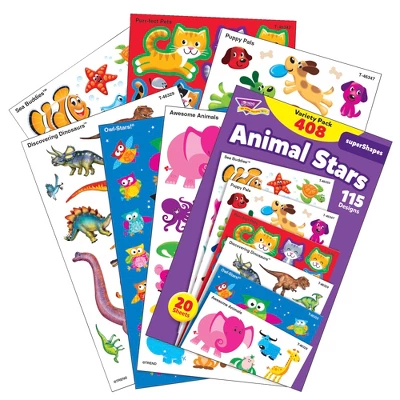 Trend Enterprises Animal Stars SuperShapes Stickers, Pack Of 408 1 Trend Enterprises Animal Stars SuperShapes Stickers, Pack Of 408