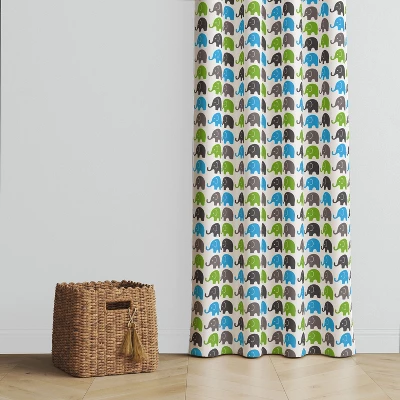 Bacati - Elephants Aqua/Lime/Grey Curtain Panel 2 Bacati - Elephants Aqua/Lime/Grey Curtain Panel - Image 2