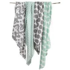 Bacati - Ikat Mint/Gray Dots/Stripes Swaddling Muslin Blankets Set Of 4 6 Bacati - Ikat Mint/Gray Dots/Stripes Swaddling Muslin Blankets Set Of 4 -Baby Trend Store GUEST 4f0ba4f6 47e5 4062 8a53 d20066ea2f19