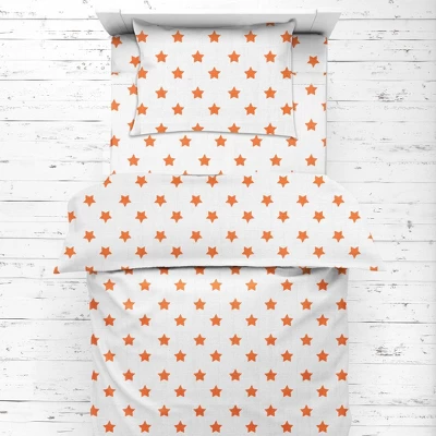 Bacati - Stars Orange Muslin 4pc Toddler Bedding Set 3 Bacati - Stars Orange Muslin 4pc Toddler Bedding Set - Image 3