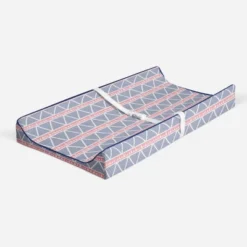 Bacati - Emma Coral/Navy Large Triangles Quilted Muslin Changing Pad Cover