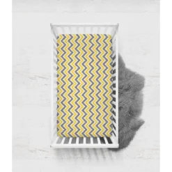 Bacati - Chevron Ikat Yellow Gray 100 Percent Cotton Universal Baby US Standard Crib Or Toddler Bed Fitted Sheet -Baby Trend Store GUEST 57115e2b 251e 48ef 882e 07f79eaae7b0