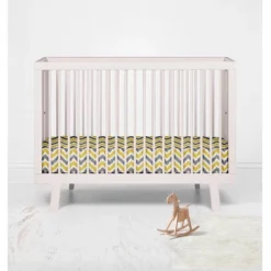 Bacati - Chevron Ikat Yellow Gray 100 Percent Cotton Universal Baby US Standard Crib Or Toddler Bed Fitted Sheet -Baby Trend Store GUEST 58854e79 5040 4765 ac20 d6e8927586f6
