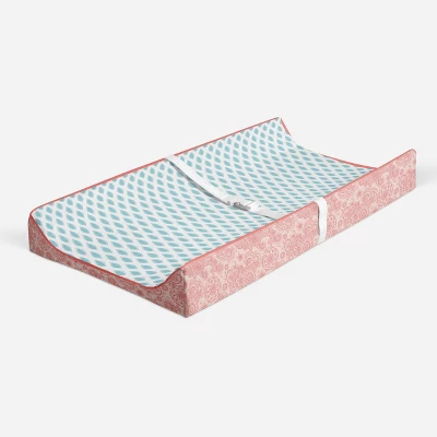 Bacati - Sophia Paisley Aqua Leaves Changing Pad Cover 1 Bacati - Sophia Paisley Aqua Leaves Changing Pad Cover
