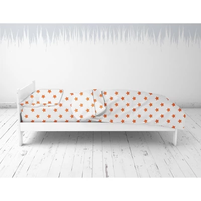 Bacati - Stars Orange Muslin 4pc Toddler Bedding Set 4 Bacati - Stars Orange Muslin 4pc Toddler Bedding Set - Image 4