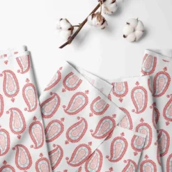 Bacati - Sophia Paisley Aqua/Coral 3 Layer Crib/Toddler Bed Skirt