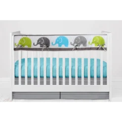 Bacati - Elephants Aqua/Lime/Gray 10 Pc Crib Bedding Set With Long Rail Guard Cover -Baby Trend Store GUEST 5e560476 5cc4 47c8 9598 1db2b4e63a52