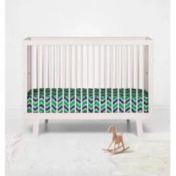Bacati - Chevron Ikat Navy Green 100 Percent Cotton Universal Baby US Standard Crib Or Toddler Bed Fitted Sheet -Baby Trend Store GUEST 657de5a4 6a71 4017 bdc5 06c4e4bda6ac