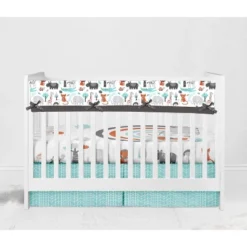 Bacati - Jungle Safari Aqua Orange Gray 6 Pc Cotton Crib Bedding Set With Long Rail Guard Cover 16 Bacati - Jungle Safari Aqua Orange Gray 6 Pc Cotton Crib Bedding Set With Long Rail Guard Cover -Baby Trend Store GUEST 659e1928 cf4a 4902 ae0b 5c053f4c772e