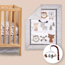 The Peanutshell Woodland Walk Crib Bedding Set, 4pc To 8pc, Grey Animal -Baby Trend Store GUEST 66421a27 7154 4098 b84e e880837f51a4