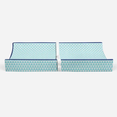 Bacati - Liam Aqua Triangles Quilted Muslin Changing Pad Cover 5 Bacati - Liam Aqua Triangles Quilted Muslin Changing Pad Cover - Image 5