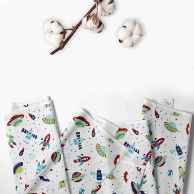 Bacati - Airspace Aqua Navy Green Red 3 Pc Toddler Bed Sheet Set 2 Bacati - Airspace Aqua Navy Green Red 3 Pc Toddler Bed Sheet Set - Image 2