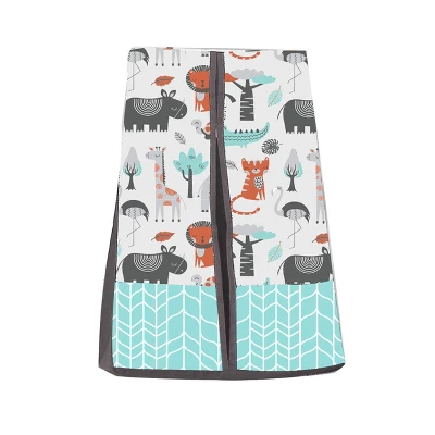 Bacati - Jungle Safari Aqua Orange Gray 6 Pc Cotton Crib Bedding Set With Long Rail Guard Cover 9 Bacati - Jungle Safari Aqua Orange Gray 6 Pc Cotton Crib Bedding Set With Long Rail Guard Cover - Image 9