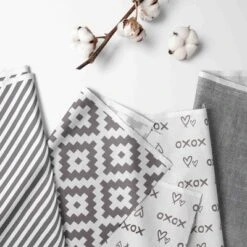 Bacati - Love Design/Print Gray/Silver 10 Pc Crib Bedding Set With Long Rail Guard Cover