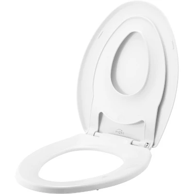 Mayfair By Bemis Little2Big Never Loosens Elongated Plastic Children's Potty Training Toilet Seat With Slow Close Hinge - White 2 Mayfair By Bemis Little2Big Never Loosens Elongated Plastic Children's Potty Training Toilet Seat With Slow Close Hinge - White - Image 2