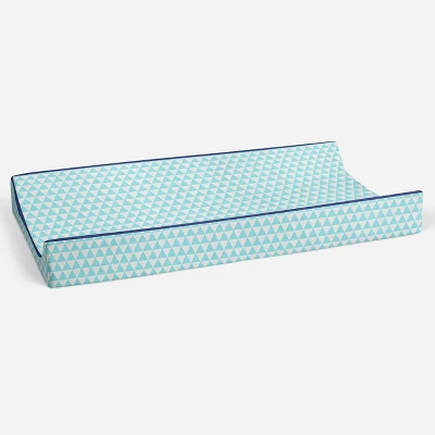 Bacati - Liam Aqua Triangles Quilted Muslin Changing Pad Cover 2 Bacati - Liam Aqua Triangles Quilted Muslin Changing Pad Cover - Image 2
