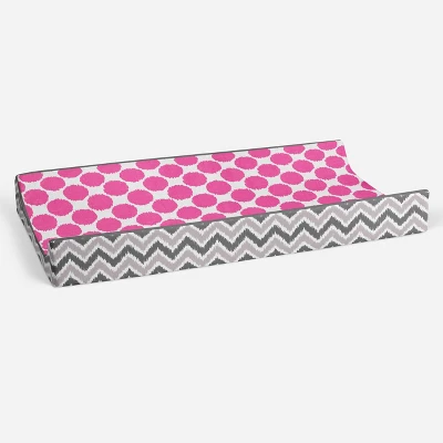 Bacati - Gray Zigzag Pink Dots Muslin Changing Pad Cover.... 2 Bacati - Gray Zigzag Pink Dots Muslin Changing Pad Cover.... - Image 2