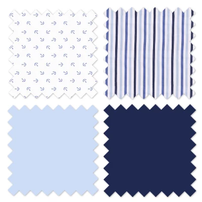 Bacati - Little Sailor Anchor Boat Blue Navy 6 Pc Crib Bedding Set With Long Rail Guard Cover 2 Bacati - Little Sailor Anchor Boat Blue Navy 6 Pc Crib Bedding Set With Long Rail Guard Cover - Image 2