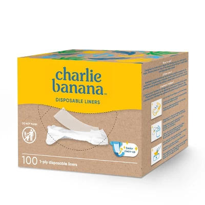 Charlie Banana Disposable Cotton Liners Diaper Inserts - 100ct 2 Charlie Banana Disposable Cotton Liners Diaper Inserts - 100ct - Image 2