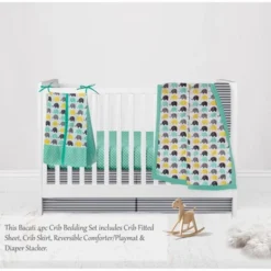 Bacati - Elephants Mint/Yellow/Gray 4 Pc Crib Bedding Set With Diaper Caddy -Baby Trend Store GUEST 8c0579e9 941d 4ce3 9577 392f52b95743