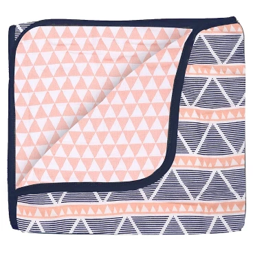 Bacati - Girls Triangles Coral Navy 10 Pc Crib Bedding Set With 4 Swaddling Blankets 4 Bacati - Girls Triangles Coral Navy 10 Pc Crib Bedding Set With 4 Swaddling Blankets - Image 4