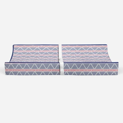 Bacati - Emma Coral/Navy Large Triangles Quilted Muslin Changing Pad Cover 5 Bacati - Emma Coral/Navy Large Triangles Quilted Muslin Changing Pad Cover - Image 5