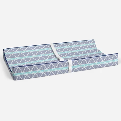 Bacati - Liam Aqua/Navy Large Triangles Quilted Muslin Changing Pad Cover 3 Bacati - Liam Aqua/Navy Large Triangles Quilted Muslin Changing Pad Cover - Image 3