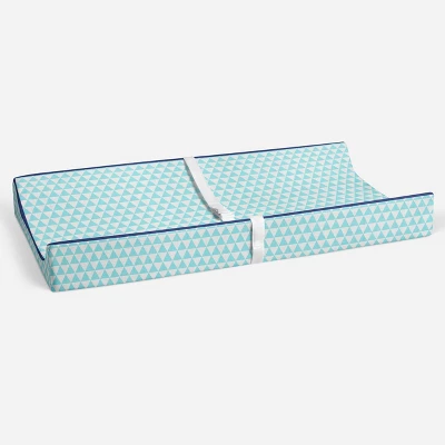 Bacati - Liam Aqua Triangles Quilted Muslin Changing Pad Cover 3 Bacati - Liam Aqua Triangles Quilted Muslin Changing Pad Cover - Image 3