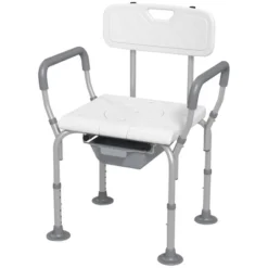 HOMCOM 3-in-1 Shower Chair With Back And Arms, Height Adjustable Bedside Commode, Raised Toilet Seat For Seniors, Disabled -Baby Trend Store GUEST 9cc37769 7868 41c6 bda7 310a64f97e2d