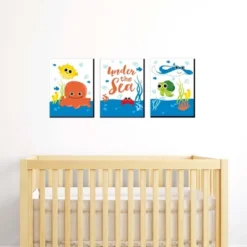 Big Dot Of Happiness Under The Sea Critters - Nursery Wall Art And Kids Room Decorations - Christmas Gift Ideas - 7.5 X 10 Inches - Set Of 3 Prints
